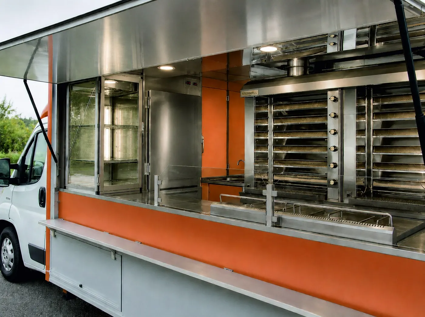 Grill-Mobil 2-Achser mit geöffneter Verkaufsseite