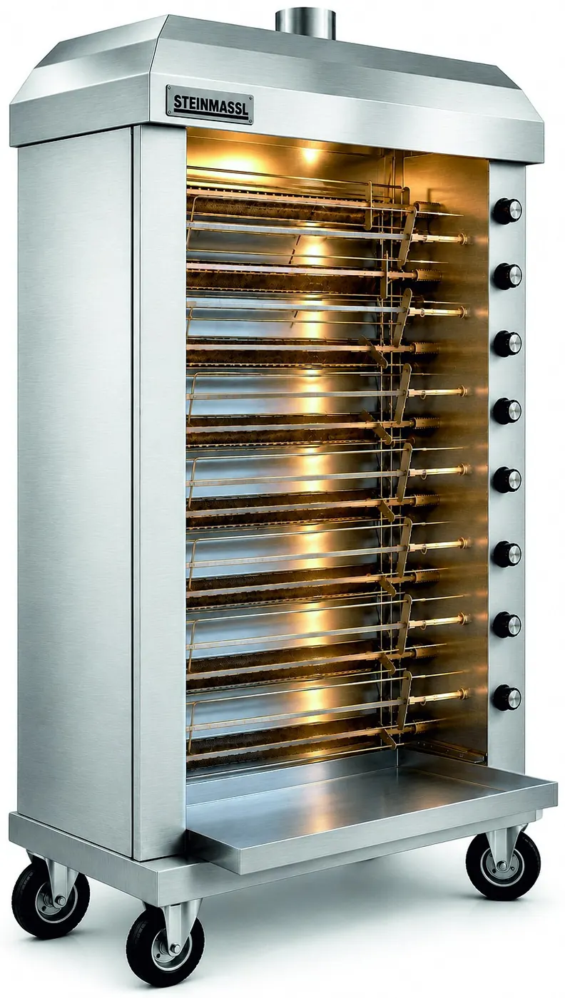 HKS-Hähnchengrill in Edelstahl mit mehrreihiger Spießanordnung