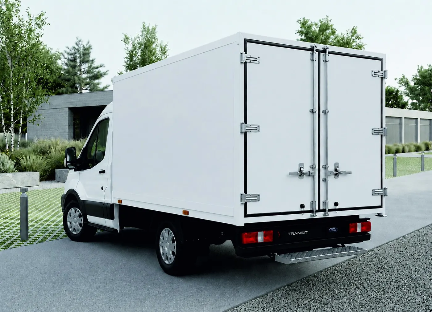 Kühlaufbau mit Fleischgehängen